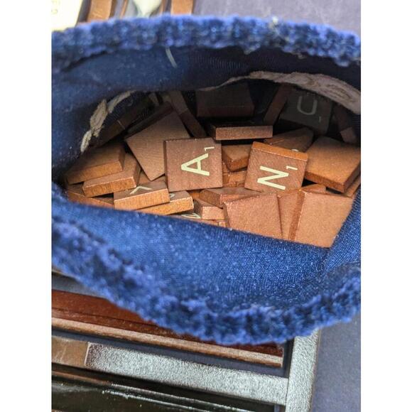 Deluxe Classic Edition Scrabble Game Rotating Turntable Wood Board Complete - Picture 3 of 5